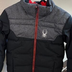 Spyder Jacket in Black and Charcoal with Red Trim